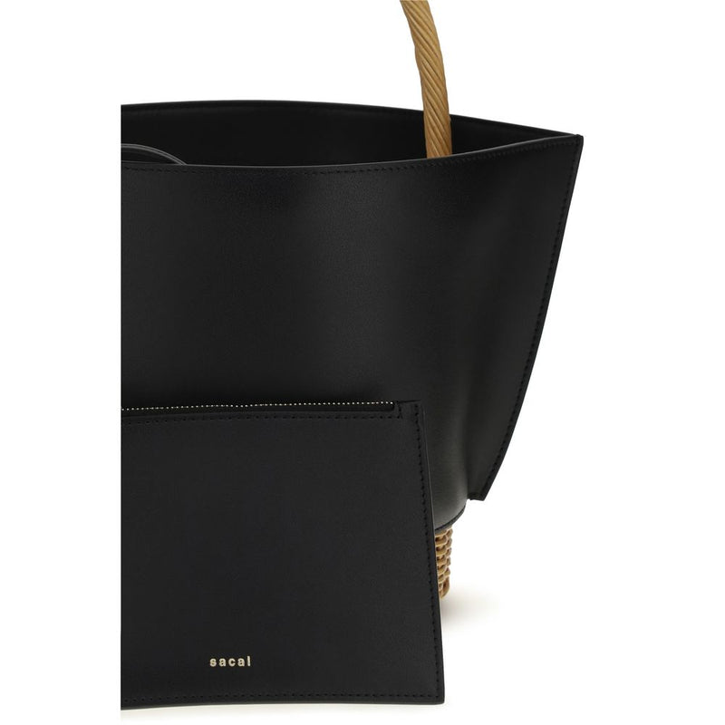 Sac bandoulière Sacai Bos Taurus en cuir de veau noir
