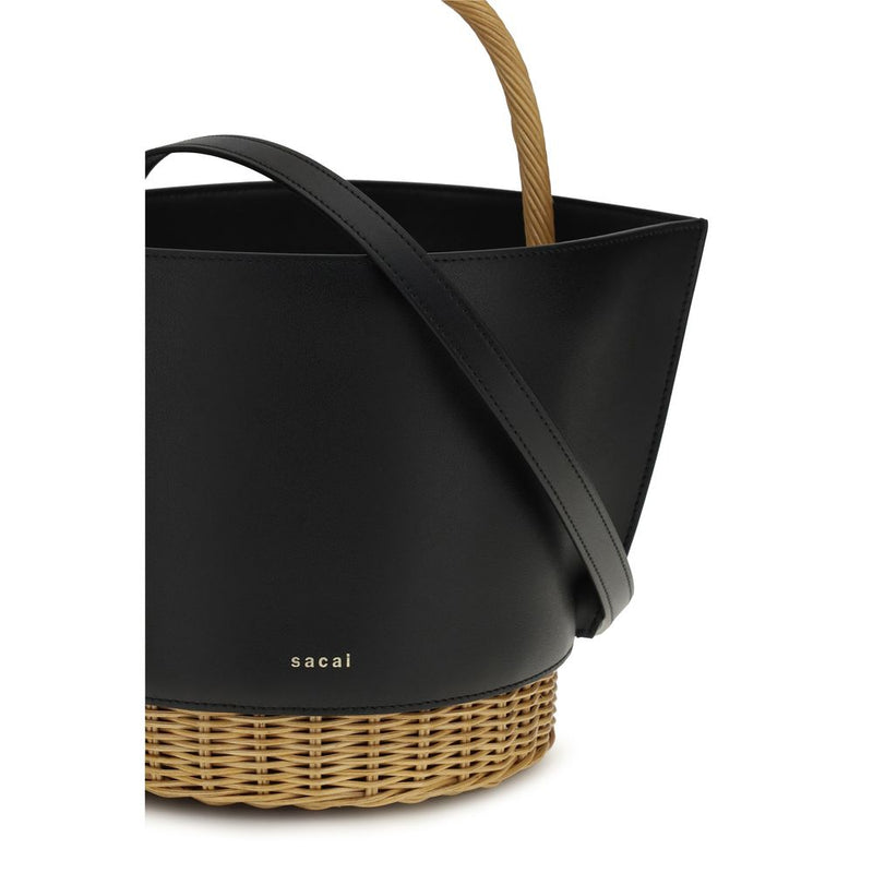 Sac bandoulière Sacai Bos Taurus en cuir de veau noir