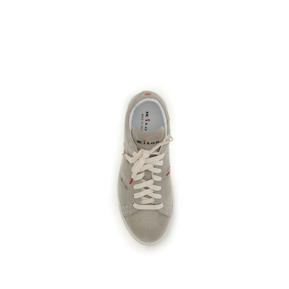 Kiton Beige Calf Leather Bos Taurus Low Top Sneakers