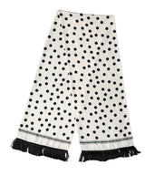 Foulard Dolce &amp; Gabbana blanc à pois noirs, 165,5 cm x 32 cm