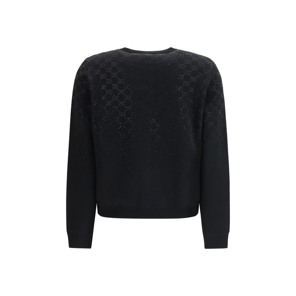 Gucci Black Wool Cardigan with GG Crystals
