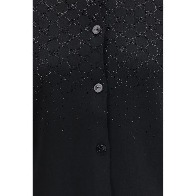 Gucci Black Wool Cardigan with GG Crystals