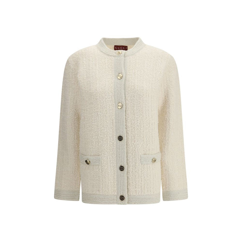 Gucci Beige Wool Cardigan - Luxurious Bouclé Lamé Design