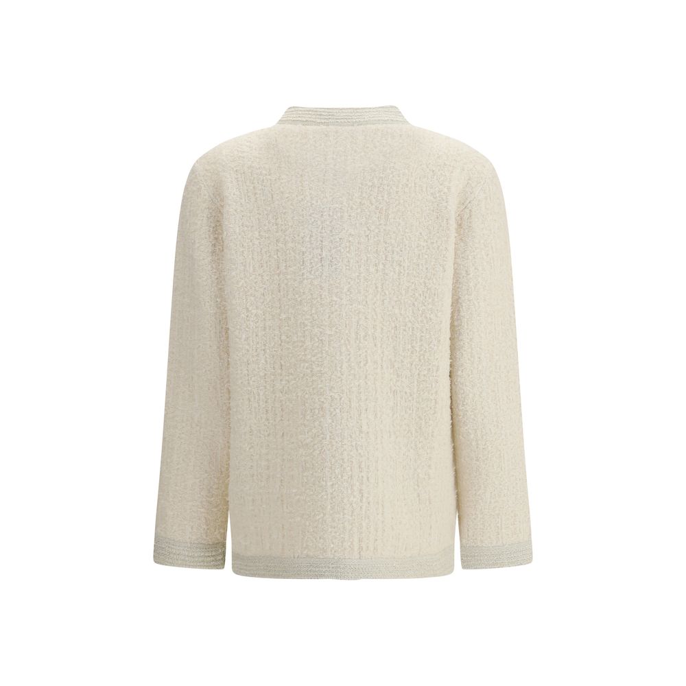 Gucci Beige Wool Cardigan - Élégant Design Bouclé Lamé