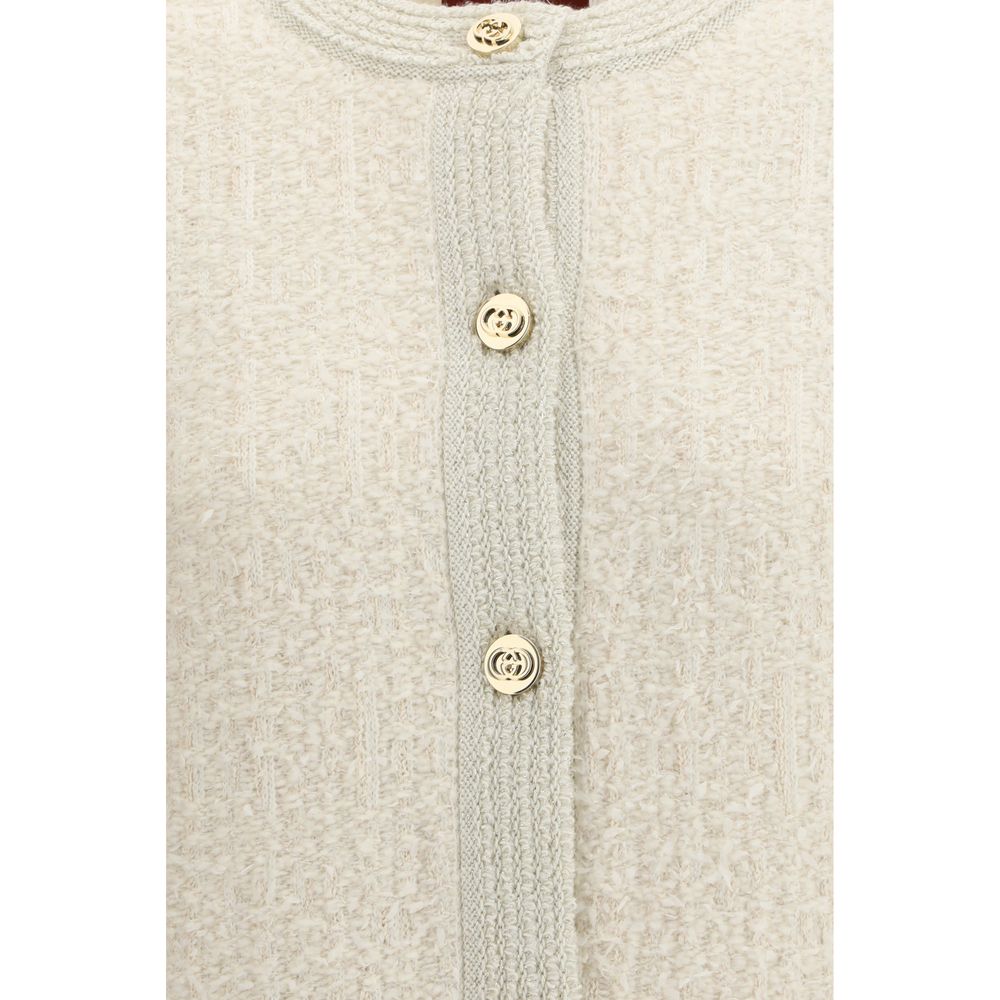 Gucci Beige Wool Cardigan - Élégant Design Bouclé Lamé