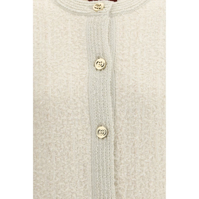 Gucci Beige Wool Cardigan - Luxurious Bouclé Lamé Design