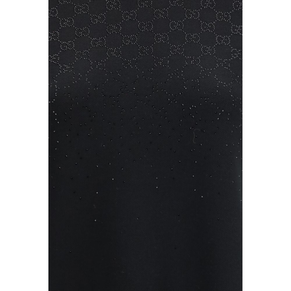 Gucci Black Wool Casual Dress with GG Crystal Motif