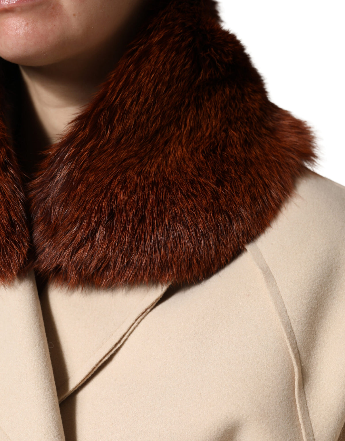 Dolce & Gabbana Brown Mink Fur Collar Neck Wrap Scarf