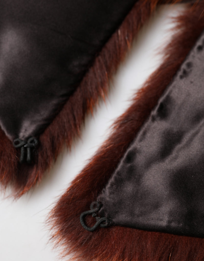 Dolce & Gabbana Brown Mink Fur Collar Neck Wrap Scarf