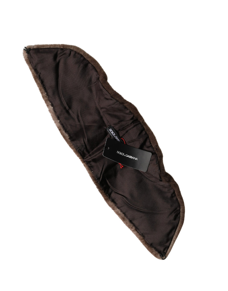 Dolce & Gabbana Brown Mink Fur Shoulder Collar Neck Wrap Scarf