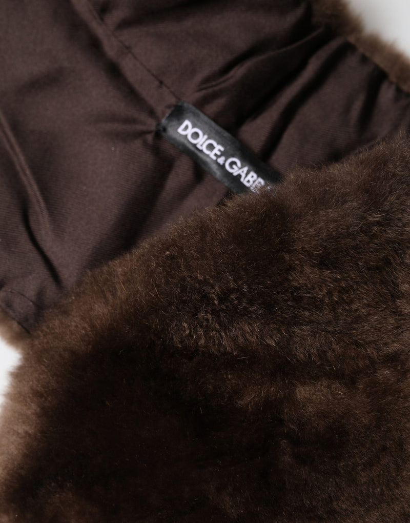 Dolce & Gabbana Brown Mink Fur Shoulder Collar Neck Wrap Scarf
