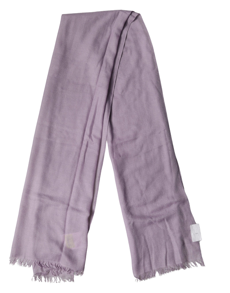Brunello Cucinelli Purple Cashmere Silk Fringe Wrap Scarf