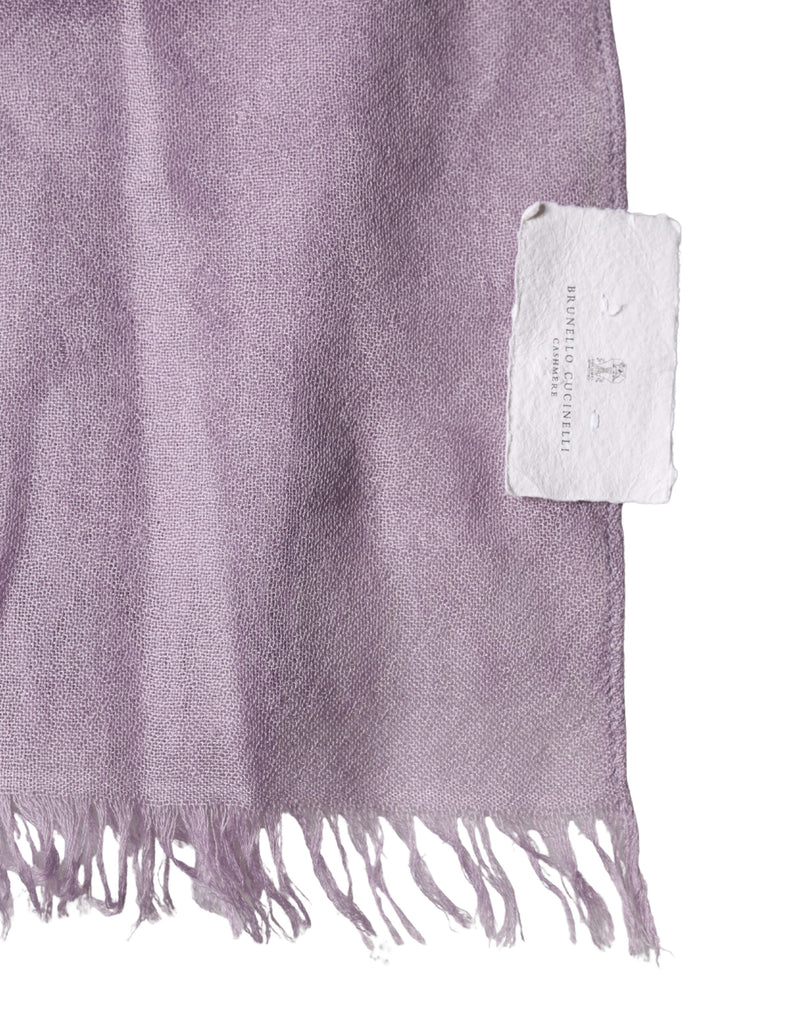 Brunello Cucinelli Purple Cashmere Silk Fringe Wrap Scarf