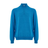 Gran Sasso Blue Wool Turtleneck - Classic Half-Zip Design