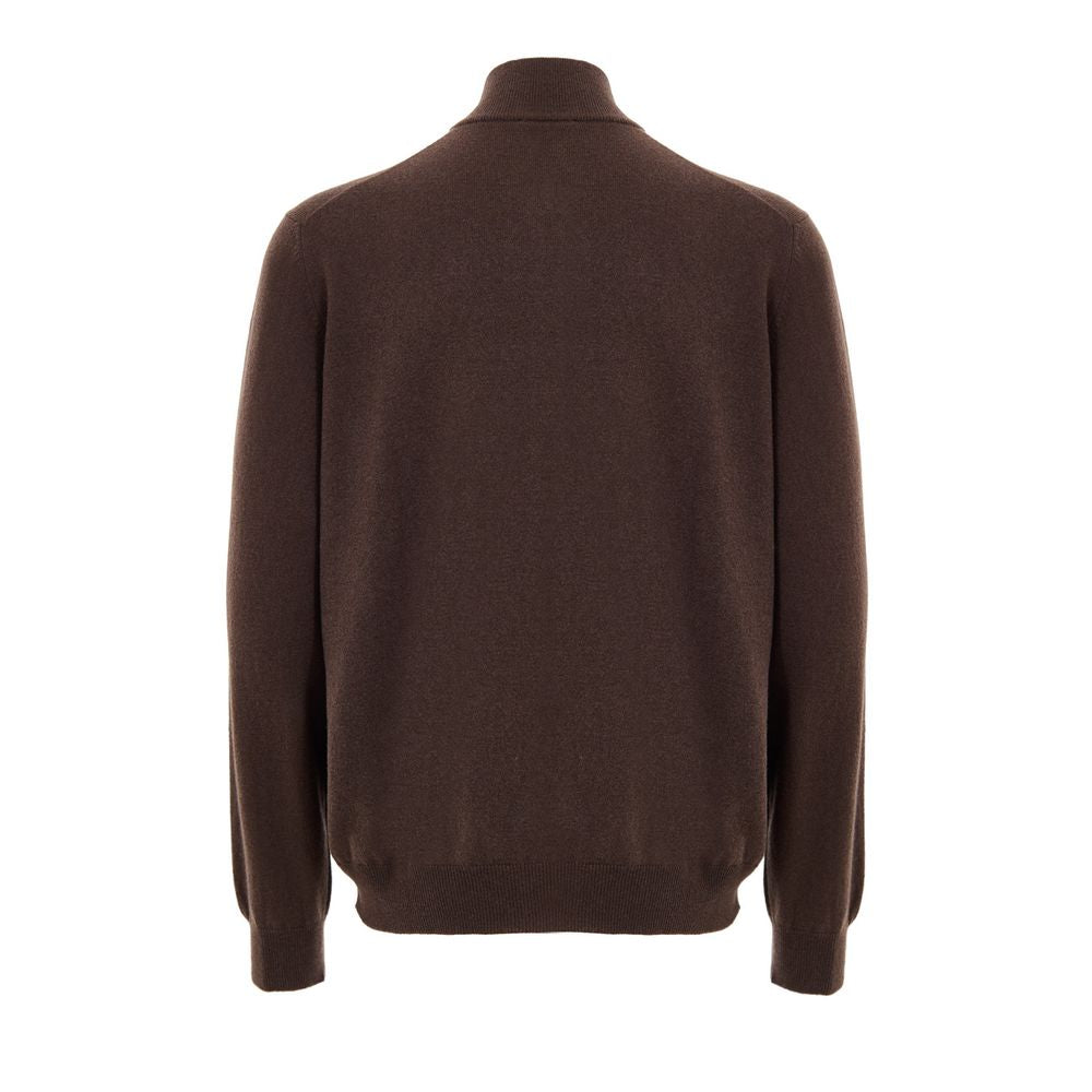 Gran Sasso Brown Wool Zip-Up Cardigan for Men