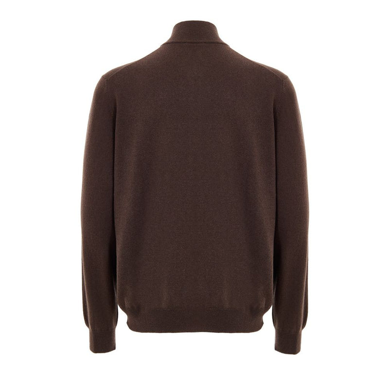 Gran Sasso Brown Wool Zip-Up Cardigan for Men