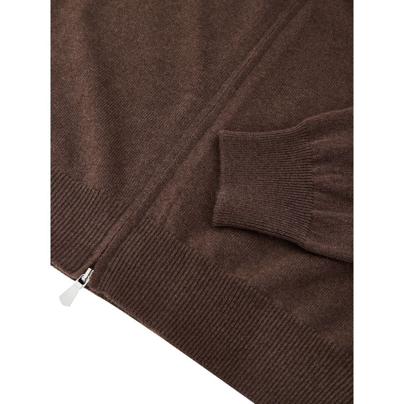Gran Sasso Brown Wool Zip-Up Cardigan for Men