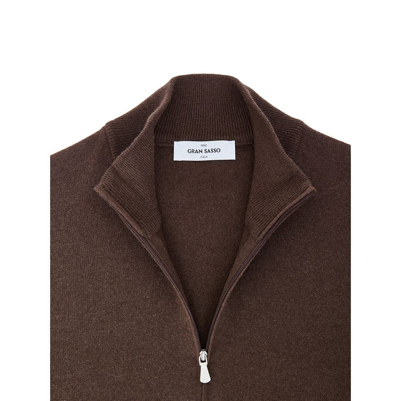 Gran Sasso Brown Wool Zip-Up Cardigan for Men