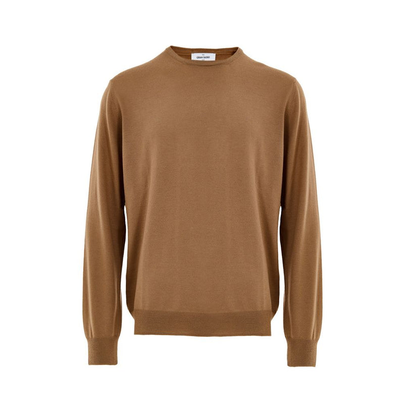 Gran Sasso Brown Fine Wool Crewneck Sweater for Men