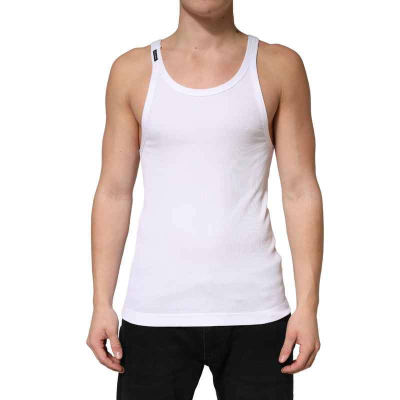 Débardeur sans manches en coton côtelé blanc Dolce &amp; Gabbana