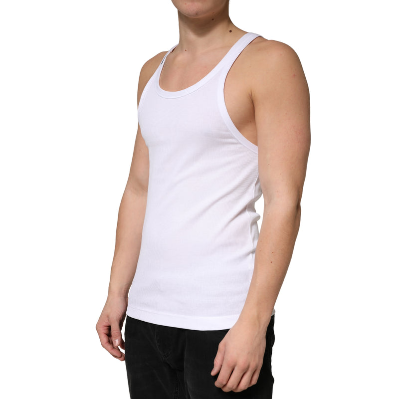 Débardeur sans manches en coton côtelé blanc Dolce &amp; Gabbana