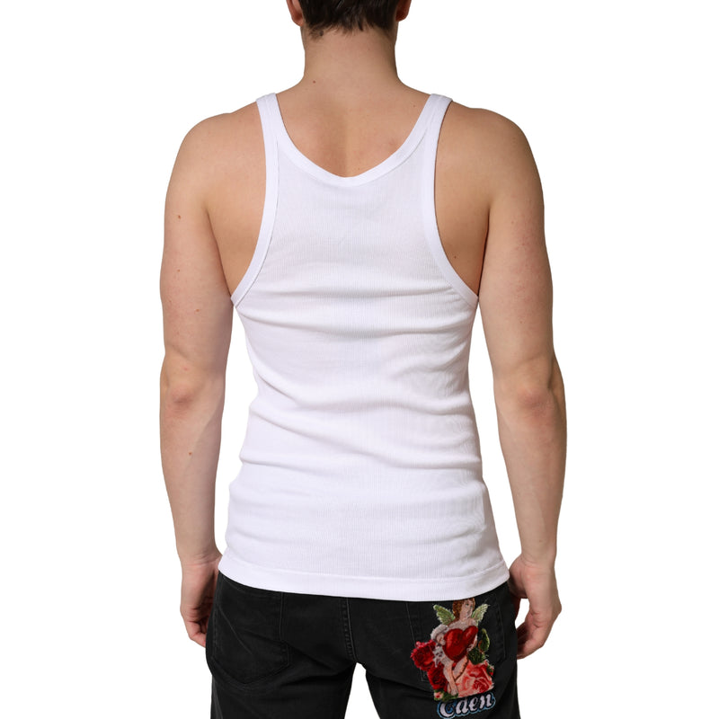 Débardeur sans manches en coton côtelé blanc Dolce &amp; Gabbana