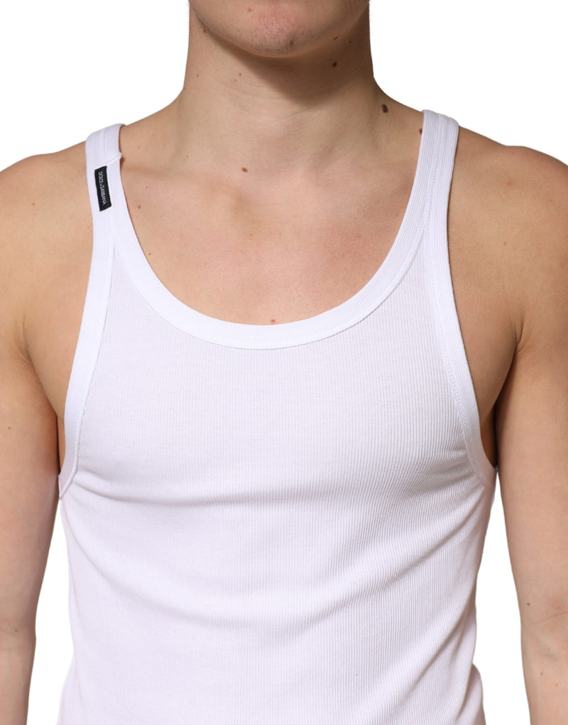 Débardeur sans manches en coton côtelé blanc Dolce &amp; Gabbana