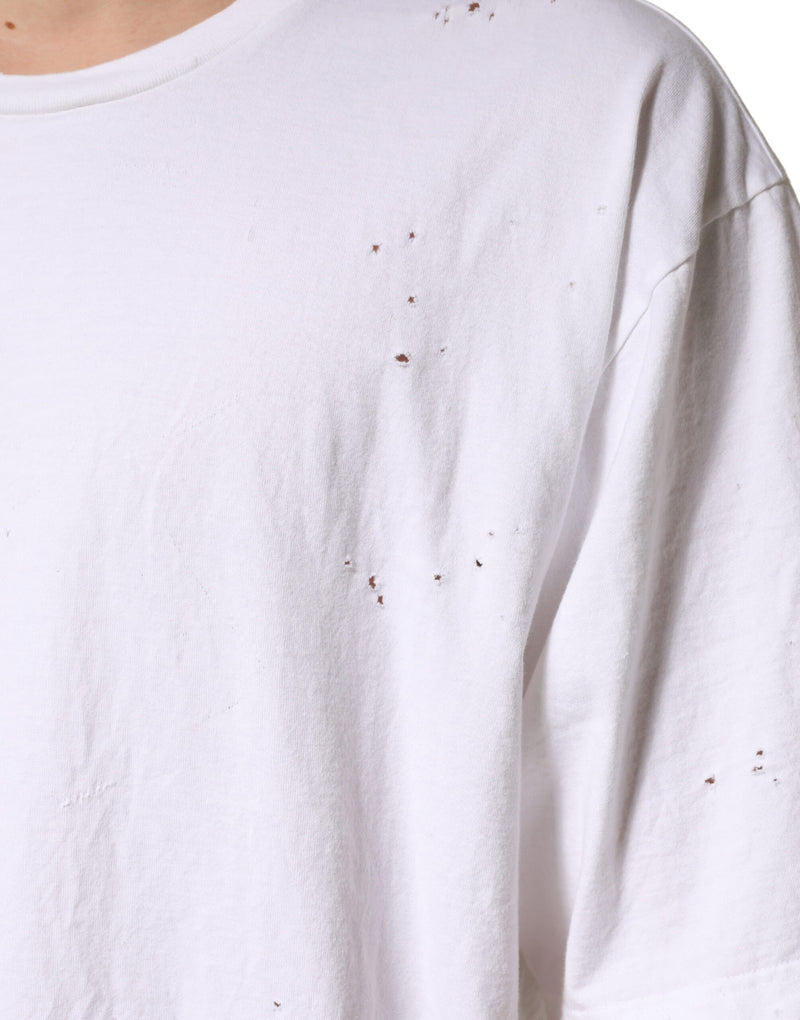 Dolce & Gabbana Wit Katoenen T-shirt met Ronde Hals en Korte Mouwen