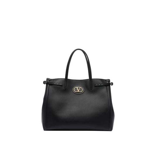 Valentino Garavani Black Leather Tote Bag