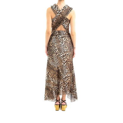 Ganni Brown Elastane Casual Dress