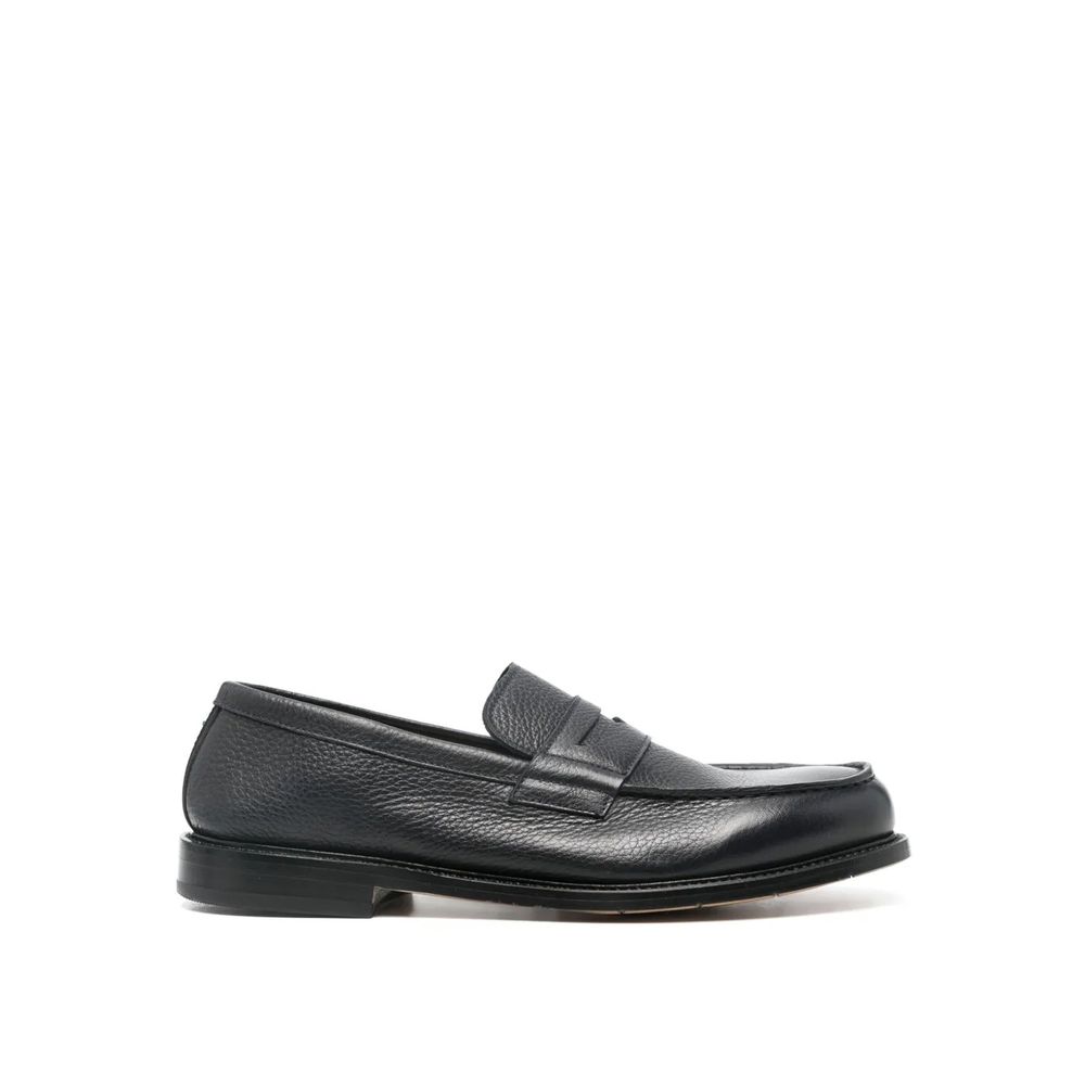 Premiata Black Leather Slip-On Loafers