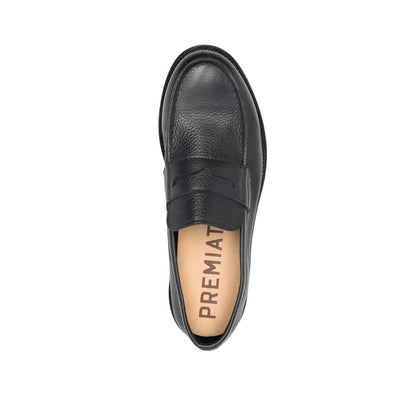 Premiata Black Leather Slip-On Loafers