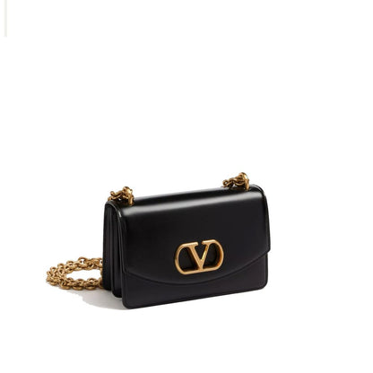 Valentino Garavani Black Leather Shoulder Bag