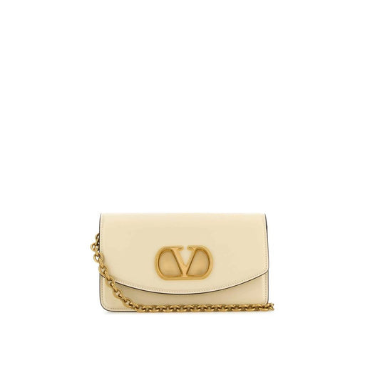 Valentino Garavani Beige Leather Clutch Bag