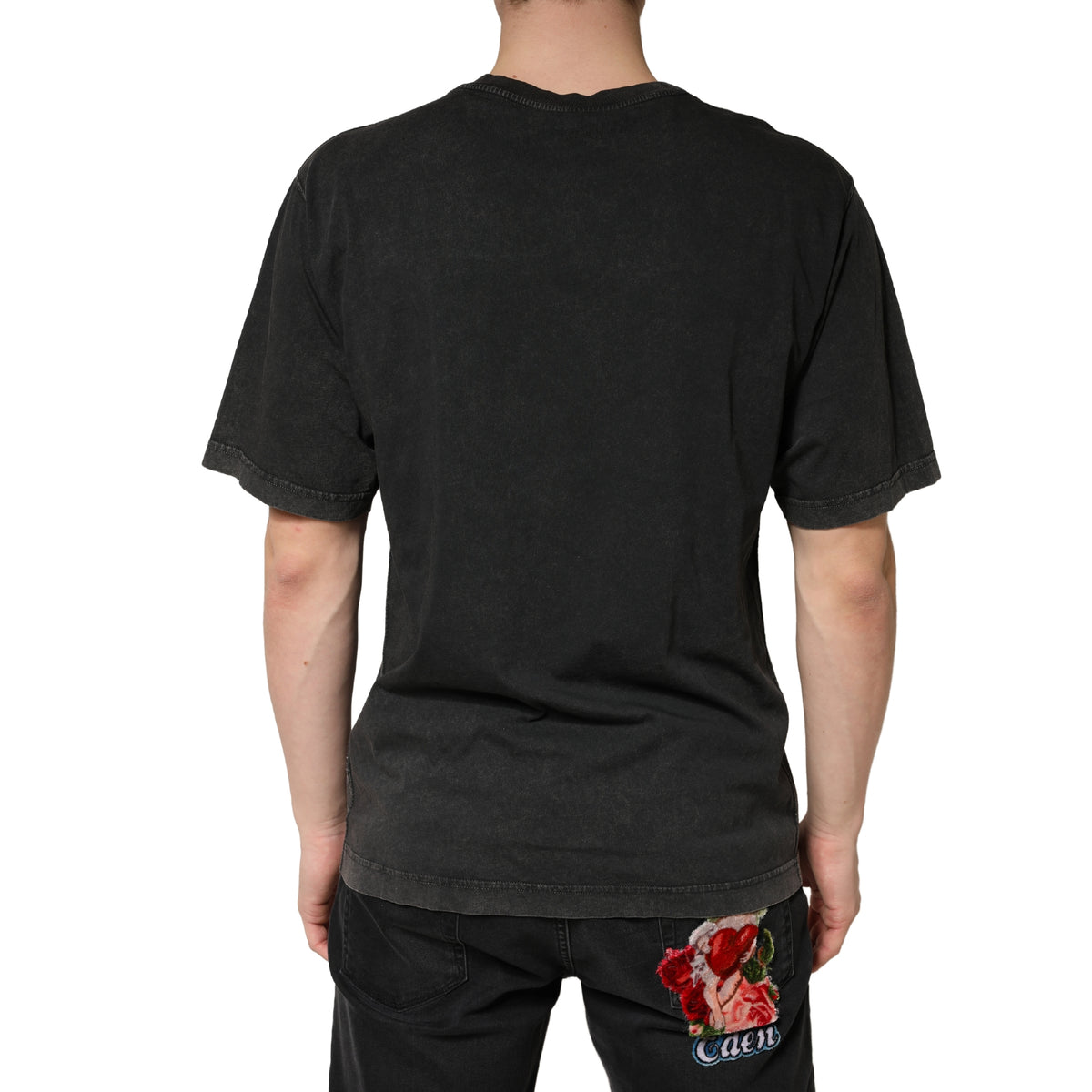 T-shirt Dolce &amp; Gabbana noir en coton à col rond et manches courtes