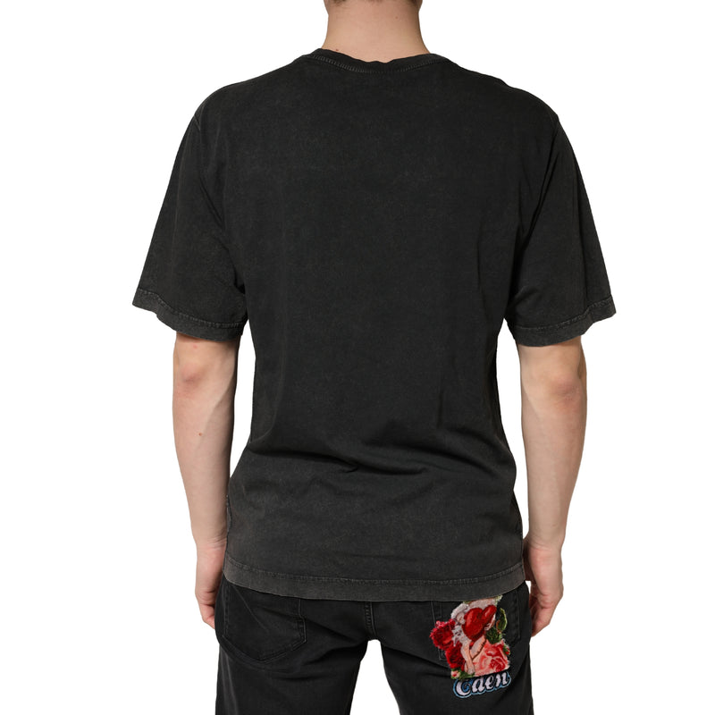 Dolce & Gabbana Zwart Katoenen T-shirt met Ronde Hals en Korte Mouwen