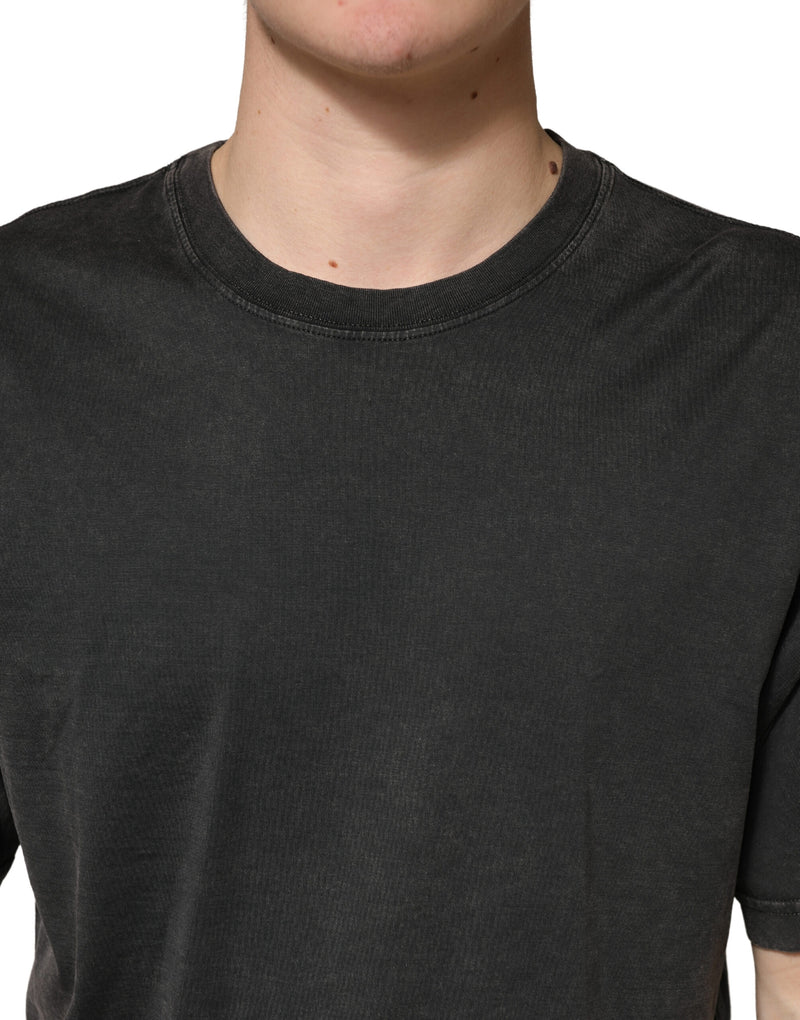 Dolce & Gabbana Zwart Katoenen T-shirt met Ronde Hals en Korte Mouwen