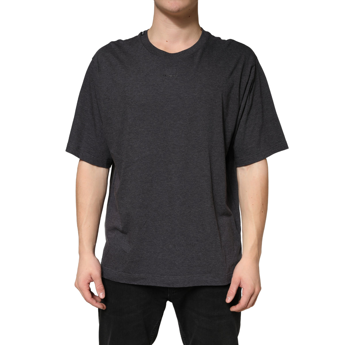 Dolce &amp; Gabbana T-shirt à manches courtes et col rond en coton gris foncé