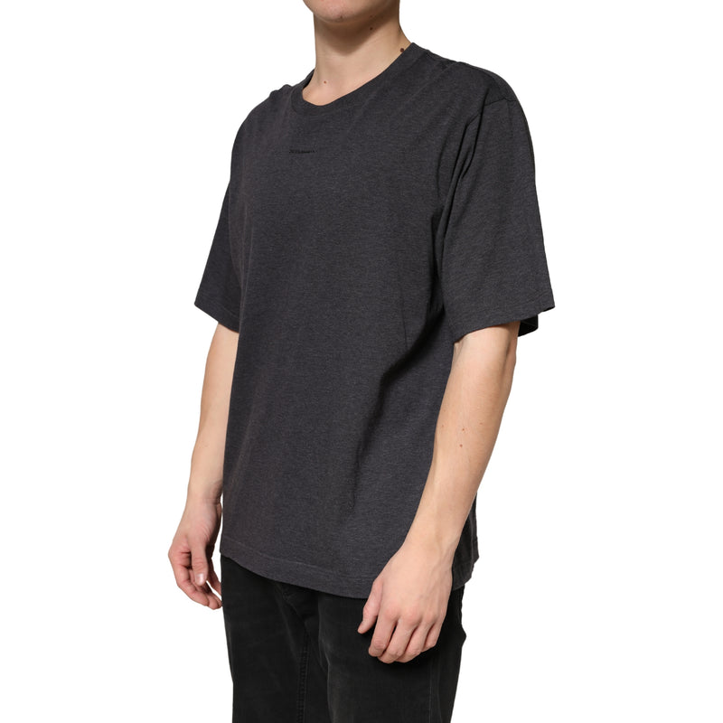 Dolce & Gabbana Donkergrijs Katoenen T-shirt met Ronde Hals en Korte Mouwen