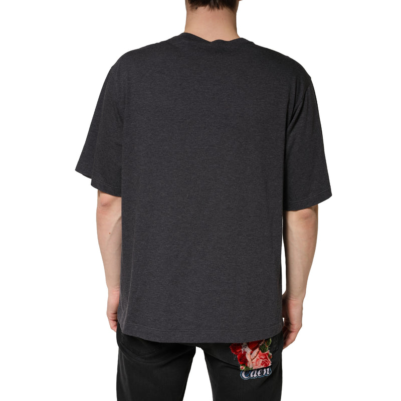 Dolce & Gabbana Donkergrijs Katoenen T-shirt met Ronde Hals en Korte Mouwen