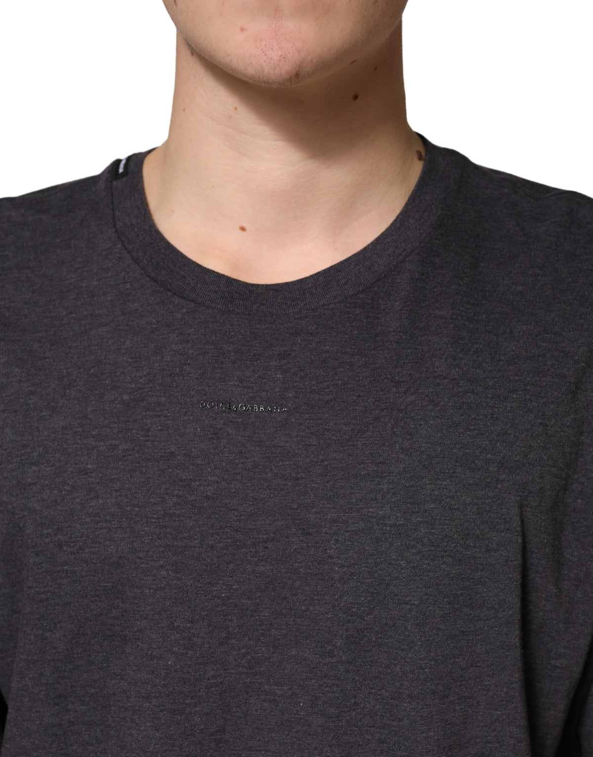 Dolce &amp; Gabbana T-shirt à manches courtes et col rond en coton gris foncé