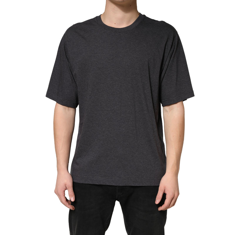 Dolce & Gabbana Donkergrijs Katoenen T-shirt met Ronde Hals en Korte Mouwen