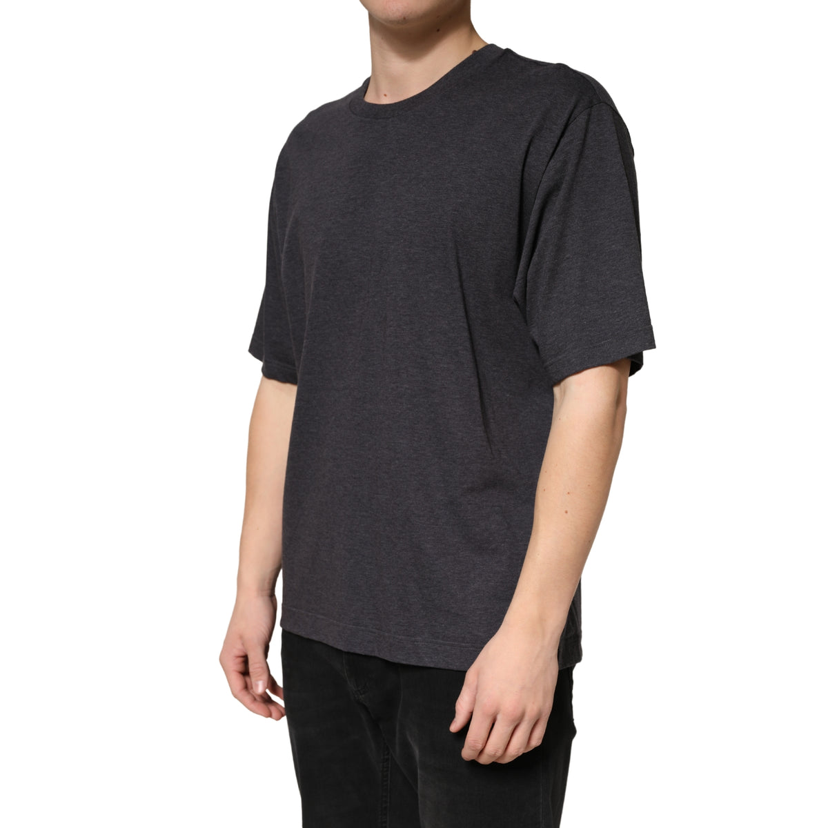 Dolce &amp; Gabbana T-shirt à manches courtes et col rond en coton gris foncé