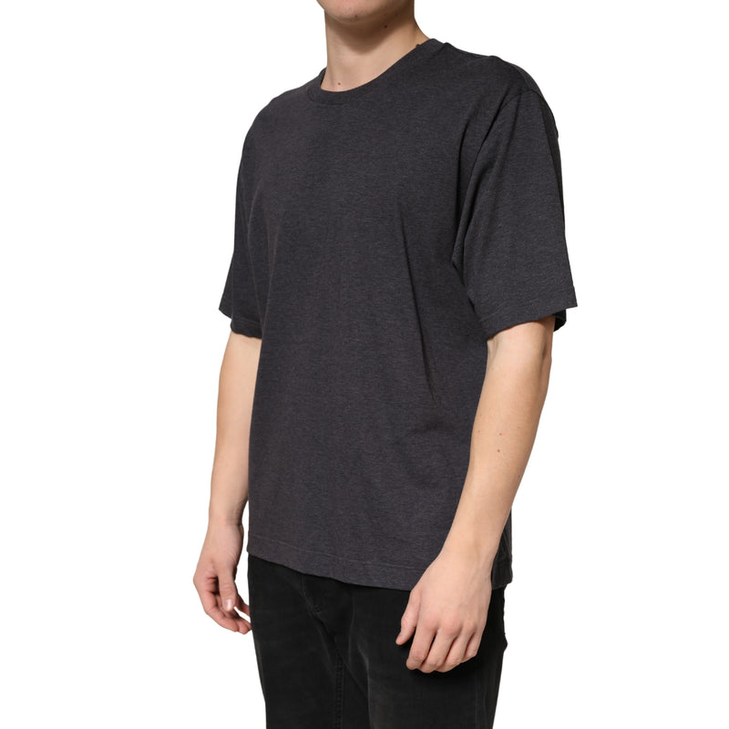 Dolce & Gabbana Donkergrijs Katoenen T-shirt met Ronde Hals en Korte Mouwen