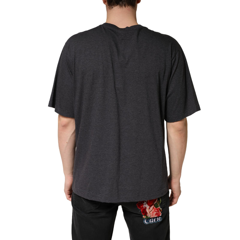 Dolce & Gabbana Donkergrijs Katoenen T-shirt met Ronde Hals en Korte Mouwen