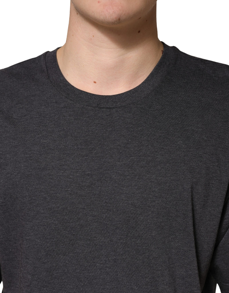 Dolce & Gabbana Donkergrijs Katoenen T-shirt met Ronde Hals en Korte Mouwen