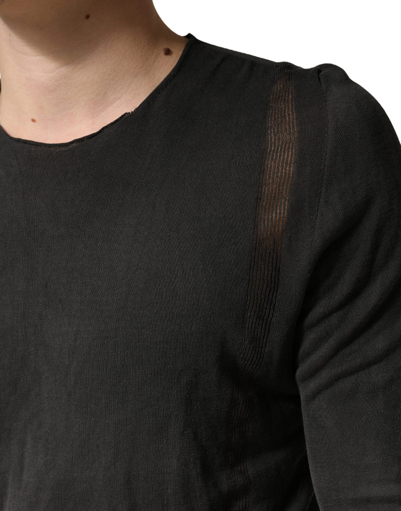 Dolce & Gabbana Donkergrijs Katoenen T-shirt met Ronde Hals en Korte Mouwen