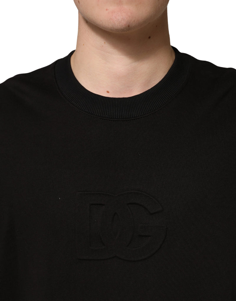 Dolce & Gabbana Zwart Katoenen T-shirt met Ronde Hals en Korte Mouwen