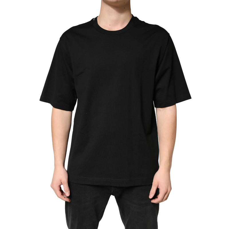 Dolce & Gabbana Zwart Katoenen T-shirt met Ronde Hals en Korte Mouwen