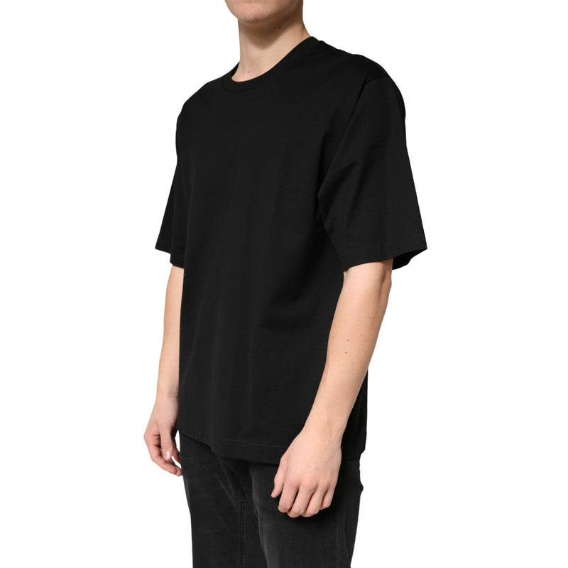 Dolce & Gabbana Zwart Katoenen T-shirt met Ronde Hals en Korte Mouwen